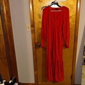 Banana Republic Vibrant Red Long Sleeve Dress
